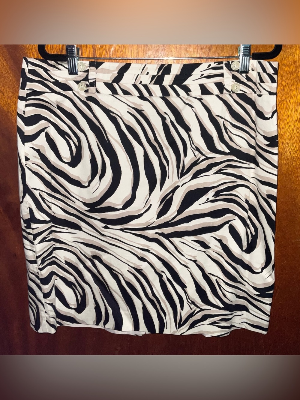 LOFT Zebra-Print Skirt in Black & Cream
